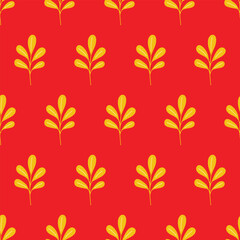 Seamless pattern doodle leaves on isolated background. Hand drawn background for Autumn harvest holiday, Thanksgiving, Halloween, seasonal, textile, scrapbooking.