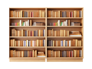 Bookshelf isolated on white transparent background