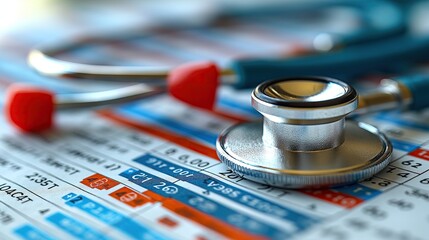 Essential Tools for Medical Diagnostics - Stethoscope and Data Analysis Charts for Medical Research and Healthcare Studies