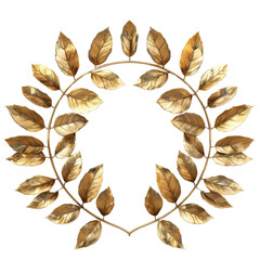Elegant laurel wreath design featuring glossy golden leaves, perfect for awards, celebrations, and decorative use.
