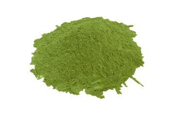 Matcha tea, matcha powder isolated on a white background.