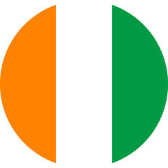 Flag of Cote D'Ivoire Ivory Coast Flag Circle | High Resolution, Isolated on Transparent Background