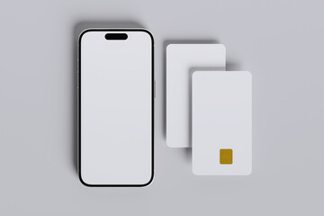Smartphone with Credit Card Blank Background