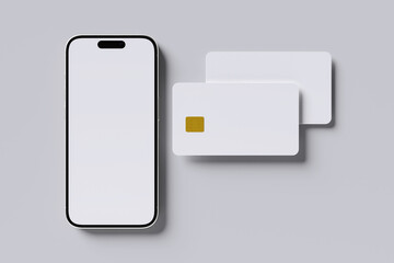 Smartphone with Credit Card Blank Background