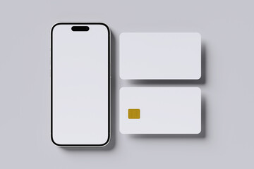 Smartphone with Credit Card Blank Background