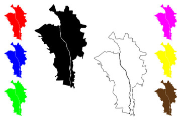 Obraz premium Vladikavkaz City (Russian Federation, Russia, Republic of North Ossetia-Alania) map vector illustration, scribble sketch City of Ordzhonikidze or Dzaudzhikau map