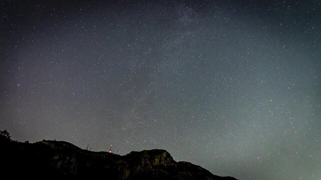 Timelapse, starfall and milky way outdoors