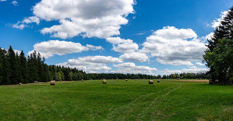 landscape with hay bales