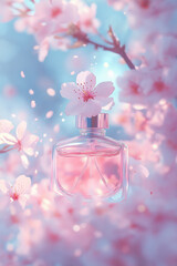 Mockup bouteille de parfum avec des fleurs