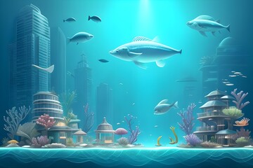 underwater scene with fishes