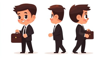 Cute Businessman Character in Different Poses