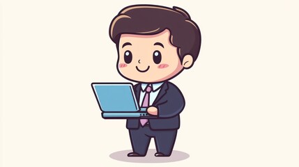 Smiling Businessman with Laptop