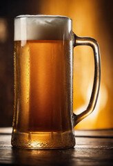 glass of beer on a wooden table