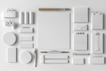 Realistic blank stationery set mockup isolated created with generative ai