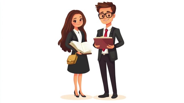 business couple holding book and folder clip art preview