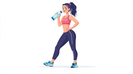 Fitness Woman Drinking Water