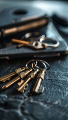 Close-Up of Self-Defense Tools Keychain on Stylish Surface - Ideal for Security and Fashion Use