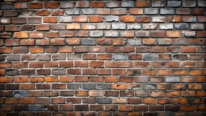 Obraz premium Vintage red brick wall texture with weathered bricks, rustic urban background