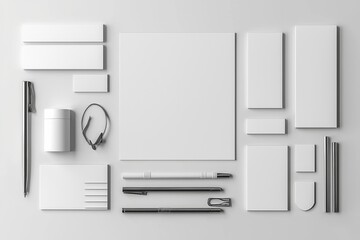 Realistic blank stationery set mockup isolated created with generative ai