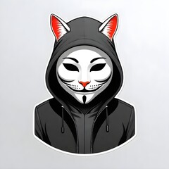 cat hacker with anonymous mask