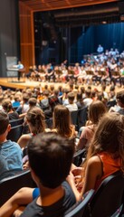 School Talent Show Performance: Students Singing and Playing Instruments on Stage