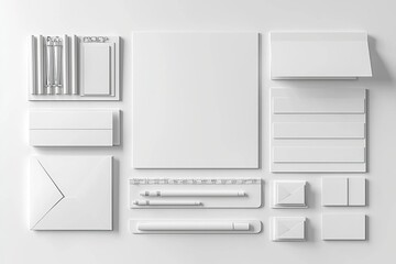 Realistic blank stationery set mockup isolated created with generative ai