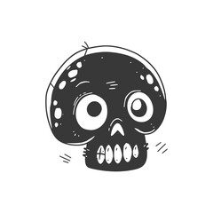 Fototapeta premium Hand Drawn Cartoon Skull with Big Eyes and Teeth
