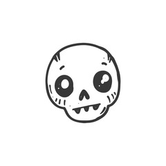 Hand drawn cartoon skull with big eyes and teeth