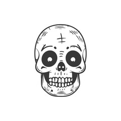 Fototapeta premium Hand Drawn Cartoon Skull with Big Eyes and Open Mouth