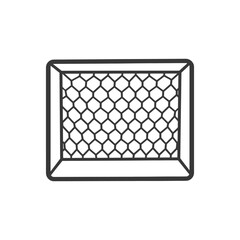 Hand drawn black and white outline of a soccer goal