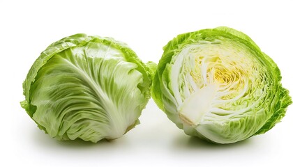 Fototapeta premium green Lettuce - Lactuca sativa - is most often grown as a leaf vegetable, but sometimes for its stem and seeds most often used for salads, soup, wraps and sandwiches. isolated on white background
