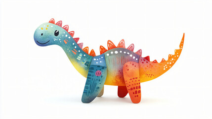 Obraz premium A watercolor toy dinosaur with a playful design on a plain white background