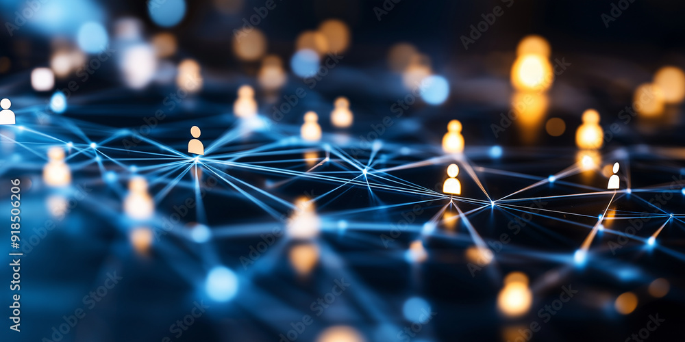Aufkleber a visually striking diagram of interconnected business contacts, with bright nodes connected by line