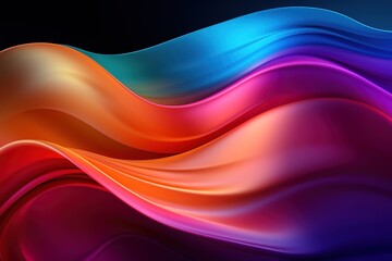 Abstract colorful waves in a dark background.