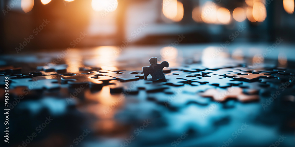 Poster a puzzle slowly assembling, with each piece representing a key connection, forming a vibrant network