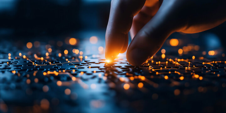 An intricate puzzle coming together, with each piece contributing to a glowing network of connections, representing the impact of social media interactions