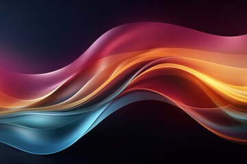 Abstract colorful waves on black background.