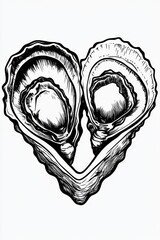 Oyster love illustration. Art poster design menu, Love for Seafood