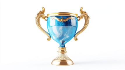 Winner trophy, blue gold champion trophy. Ai generation