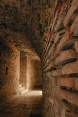 Durres,Albania, August 7,2024:inside the amphitheater of the city of Durres, the largest Roman amphitheater in the Balkans