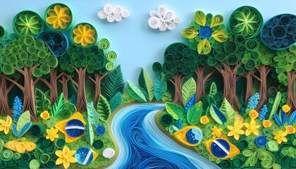 Fototapeta premium Paper Quilling Amazon Rainforest, Brazil