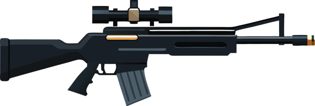 black sniper rifle with scope clip art preview