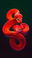 Fototapeta premium A vibrant, red two-headed snake illustration, perfect for captivating designs in advertising, nature themes, or fantasy artwork.