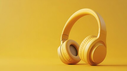 Naklejka premium wireless headphones with yellow background