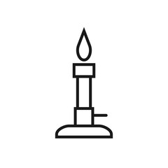 Bunsen burner - line icon with editable stroke. A simple outline lab equipment symbol. Vector illustration