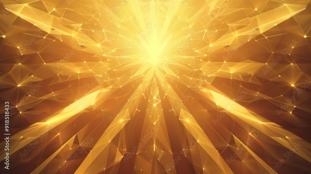 Poster golden geometric abstract background with glowing lines and points