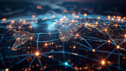 Obraz premium Illuminated Globe with Interconnected Network Lines