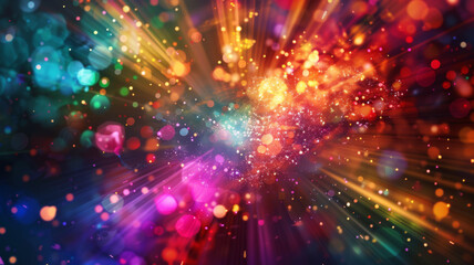 Fototapeta premium Abstract Colorful Lights and Sparkles Radiating Outwards