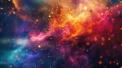 Fototapeta premium Abstract cosmic nebula with swirling colors and twinkling lights