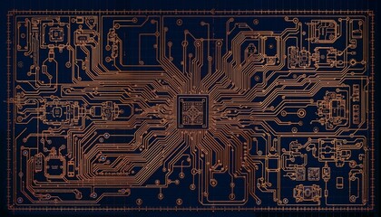 A tech blueprint showcasing advanced circuit designs and intricate technical details